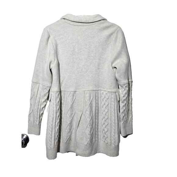 Nic + Zoe Cardigan Sz PS Oatmeal Cable Knit Fisherman Soft Comfort Layer Nordic - Picture 2 of 11